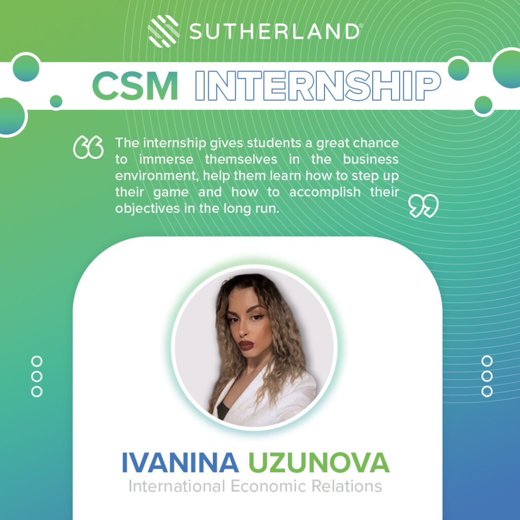 Ivanina Customer Success Management Internship Sutherland